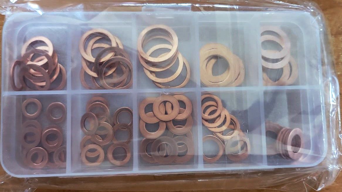 Juego arandelas de cobre